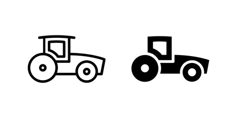 Vector icon set showcasing tractors, ideal for farming and agricultural designs.