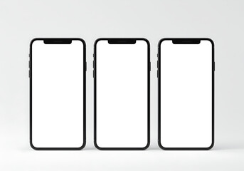 Three Black Smartphones Mockup Design