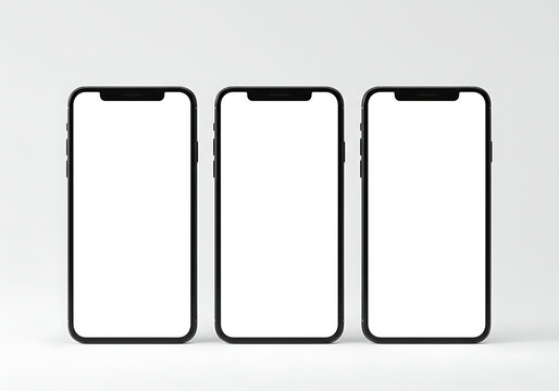 Three Black Smartphones Mockup Design