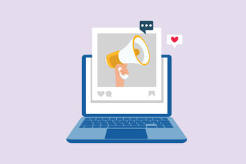  Social media Marketing Concept. Colored flat vector illustration isolated