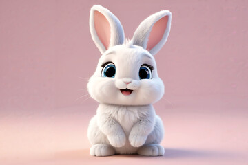 Naklejka premium Cute rabbit on pink background