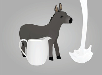 Domestic donkey with milk. vector illustration