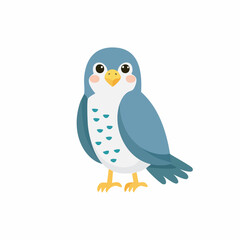 Cute Falcon Vector Illustration in Minimal Flat Style – Simple Bird of Prey Cartoon Design