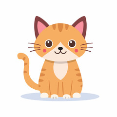 Cute Cat Vector Illustration in Minimal Style – Adorable Pet Animal Clipart for Kids and Design