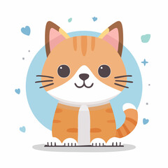 Cute Cat Vector Illustration in Minimal Style – Adorable Pet Animal Clipart for Kids and Design