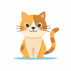 Cute Cat Vector Illustration in Minimal Style – Adorable Pet Animal Clipart for Kids and Design