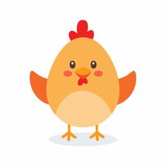 Cute Chicken Vector Illustration in Simple Minimal Style – Adorable Farm Animal Clipart