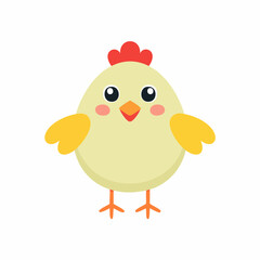 Cute Chicken Vector Illustration in Simple Minimal Style – Adorable Farm Animal Clipart