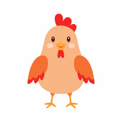Cute Chicken Vector Illustration in Simple Minimal Style – Adorable Farm Animal Clipart