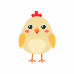 Cute Chicken Vector Illustration in Simple Minimal Style – Adorable Farm Animal Clipart