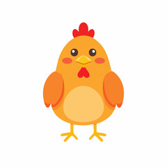 Cute Chicken Vector Illustration in Simple Minimal Style – Adorable Farm Animal Clipart