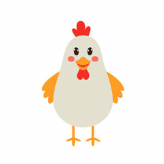 Cute Chicken Vector Illustration in Simple Minimal Style – Adorable Farm Animal Clipart