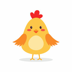 Cute Chicken Vector Illustration in Simple Minimal Style – Adorable Farm Animal Clipart