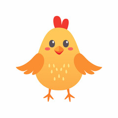 Cute Chicken Vector Illustration in Simple Minimal Style – Adorable Farm Animal Clipart
