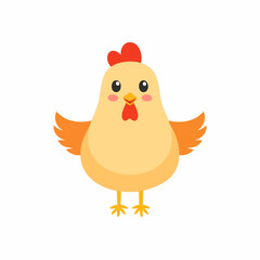 Cute Chicken Vector Illustration in Simple Minimal Style – Adorable Farm Animal Clipart