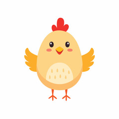 Cute Chicken Vector Illustration in Simple Minimal Style – Adorable Farm Animal Clipart