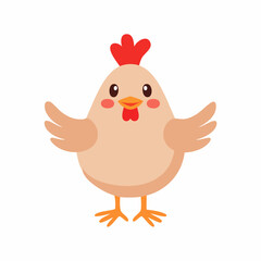 Cute Chicken Vector Illustration in Simple Minimal Style – Adorable Farm Animal Clipart