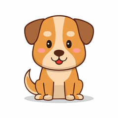 Cute Dog Vector Illustration in Minimal Style – Simple Cartoon Puppy Design for Kids and Decor