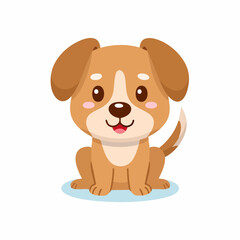 Cute Dog Vector Illustration in Minimal Style – Simple Cartoon Puppy Design for Kids and Decor