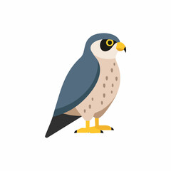 Cute Falcon Vector Illustration in Minimal Flat Style – Simple Bird of Prey Cartoon Design