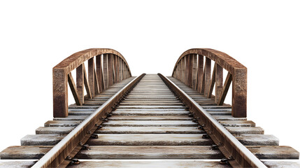 Obraz premium Old Wooden Railroad Bridge Tracks Leading into the Distance