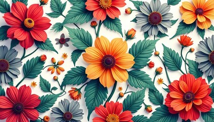 Intricate, flowing blooms, continuous pattern , bloom, summer, spring