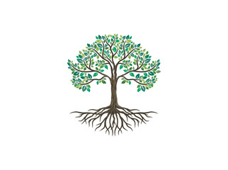 Tree and roots logo design vector isolated, abstract mangrove tree logo design