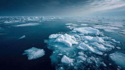 Ultra quality image of frozen Expanse of a Deep Ocean Blue Telling a White Story.