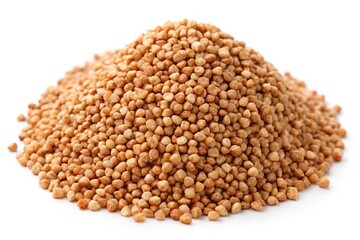 Fototapeta premium Buckwheat groats heap isolated on white background healthy eating and dieting concept close up view