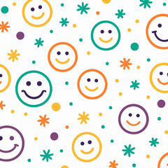 Happy face pattern with colorful confetti