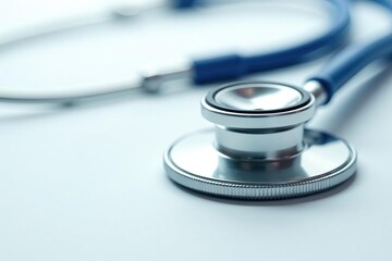 Close-up of a medical stethoscope on a white background, technology, examination