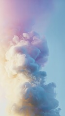 Fototapeta premium Soft pastel cloud formation against a bright blue sky, showcasing ethereal beauty and dreamy ambiance with vibrant colors and gentle textures