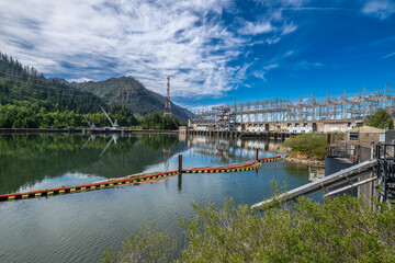 Bonneville Dam at the Columbia River in Oregon