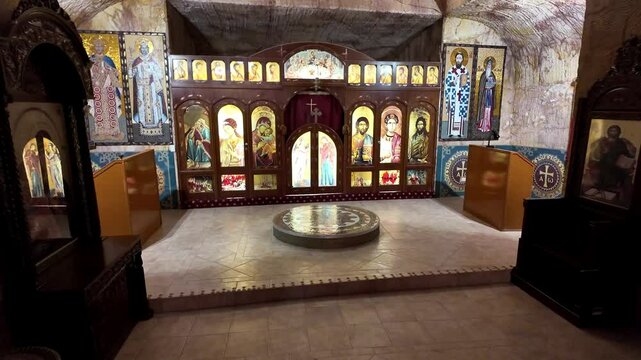Coober Pedy, Australia- 12 15, 2024 : Serbian Orthodox underground Church of Saint Elijah the Prophet in Coober Pedy, South Australia - Religious place dug out of sandstone in an opal mining City