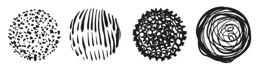 Set of Textured Circles with Patterns