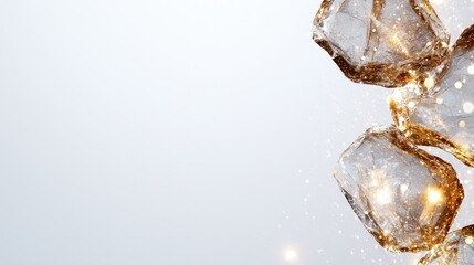 Sparkling Ice Cubes with Brilliant Light on a Smooth Background