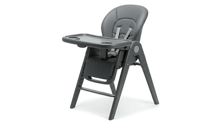 Modern Grey Folding High Chair for Baby and Toddler Compact Design, Easy Storage