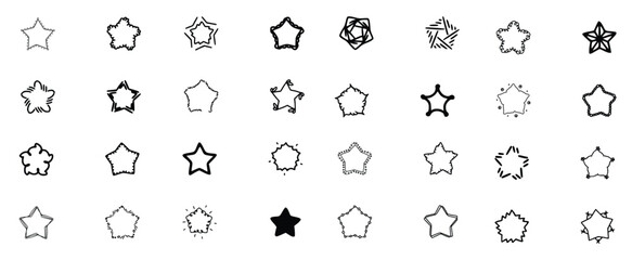 Stars doodle vector.