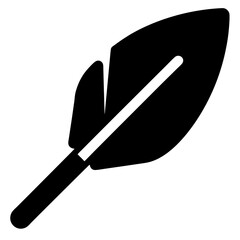 A single black feather isolated on a white background illustration design