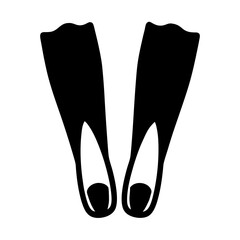 Monochrome image of pair of diving flippers for underwater exploration