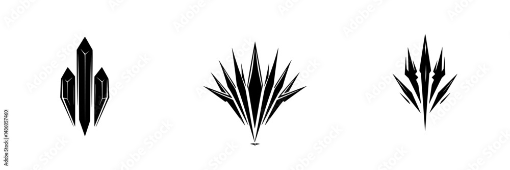 Poster stylized vector illustration icons featuring sharp geometric shapes and dynamic designs for modern g