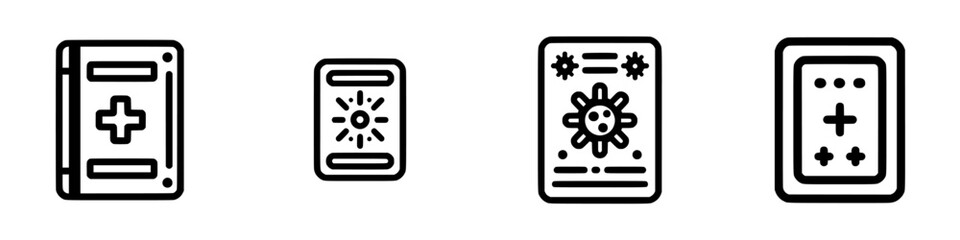 Fototapeta premium Vector illustration icons representing medical applications and health tracking devices for modern digital health solutions