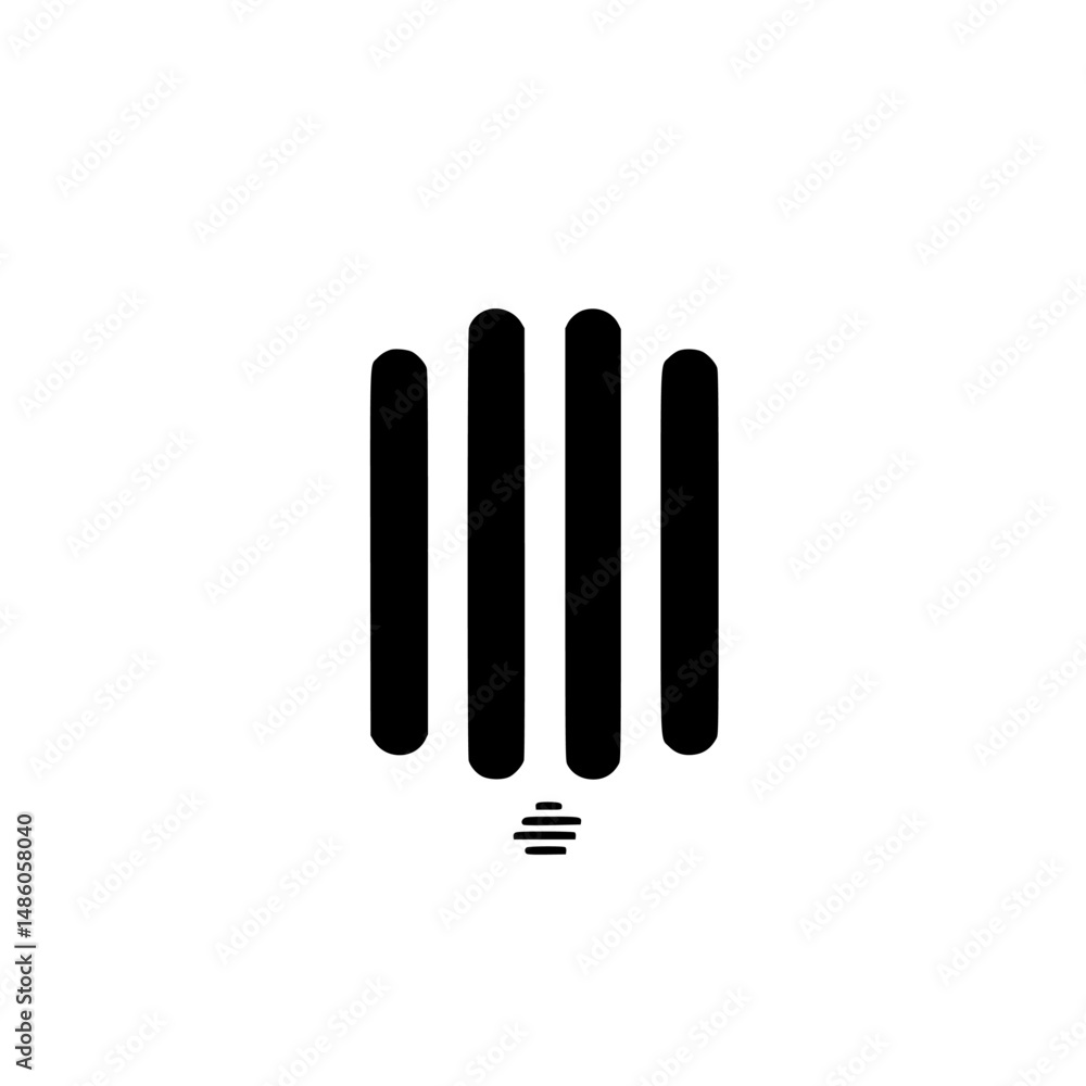Poster vector illustration of a simplistic black icon representing vertical lines and their connection with