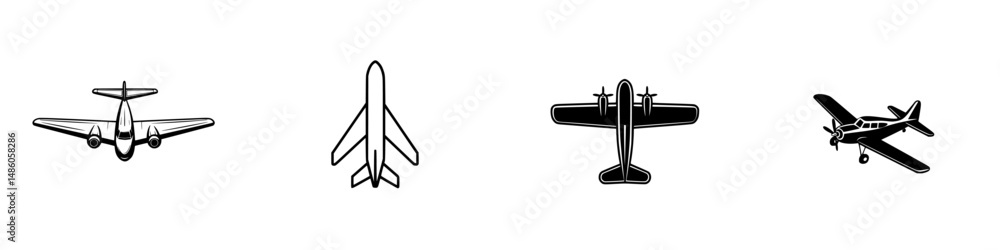 Poster various vector illustrations of aircraft designs featuring different styles and shapes suitable for 