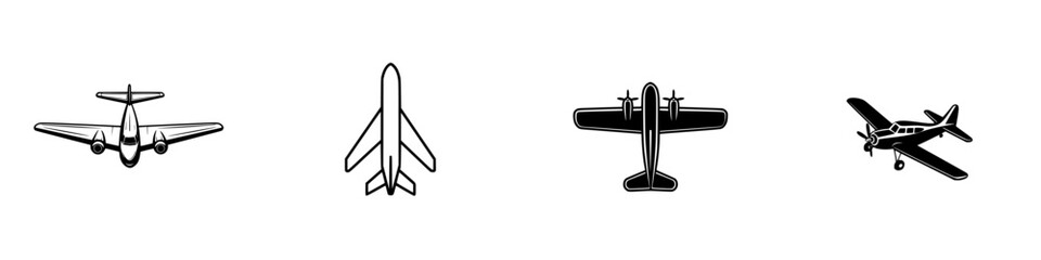 Various vector illustrations of aircraft designs featuring different styles and shapes suitable for aviation-related projects