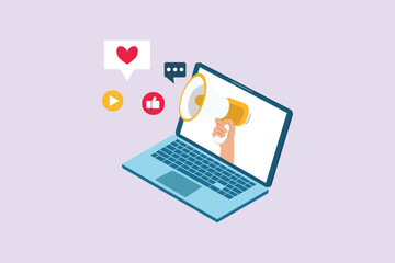  Social media Marketing Concept. Colored flat vector illustration isolated