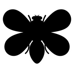 Simple Black Silhouette of a Honeybee with Wings Spread Open and Antennae
