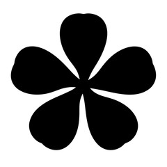 Simple five petaled flower blossom design with solid fill color design