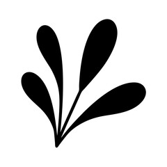 Simple abstract vector graphic depicting three sprouting leaves in black color