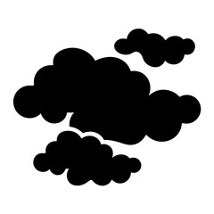 Silhouette of fluffy clouds in the sky, simple black and white